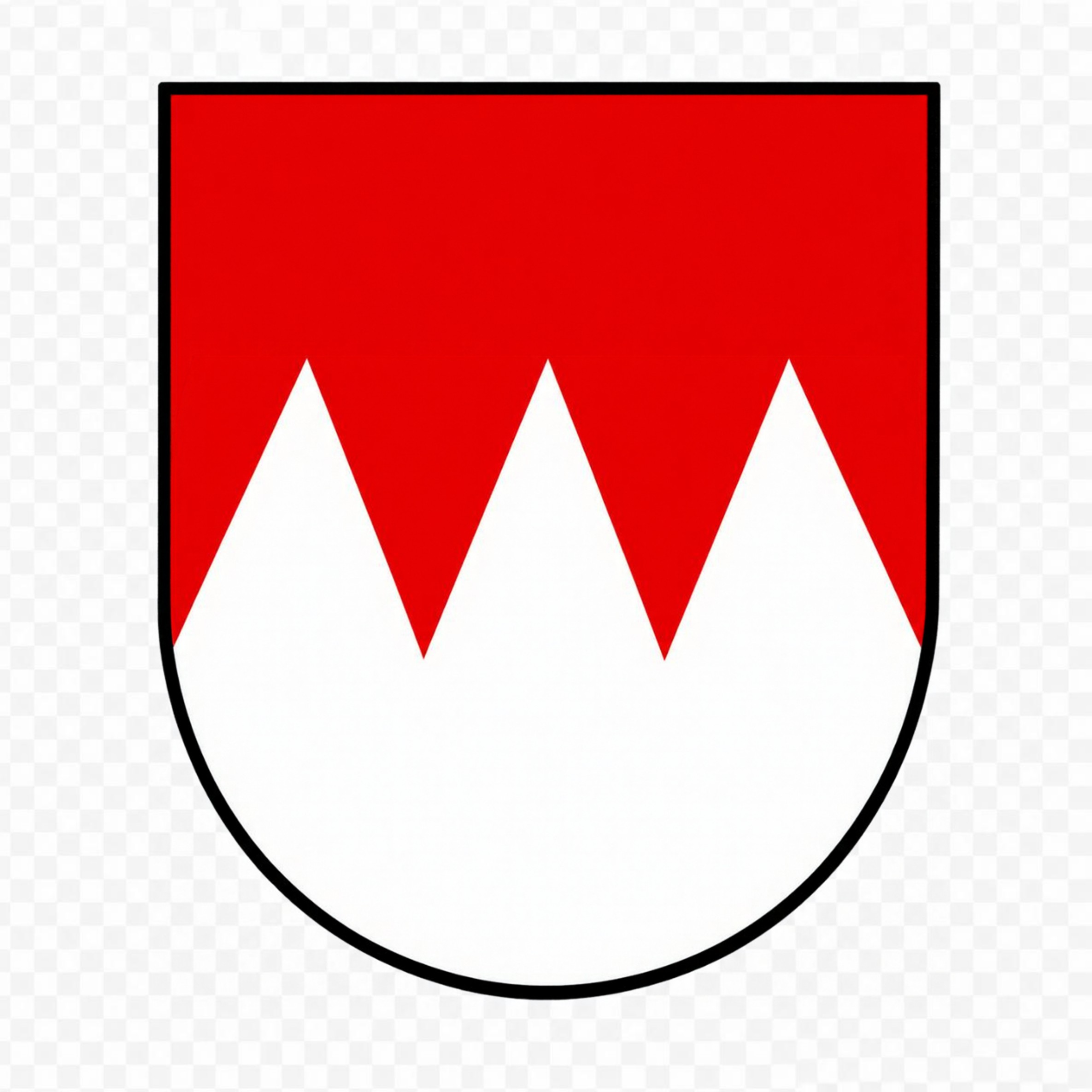 The Franconian Rake, a red and white shield charged with three red points.