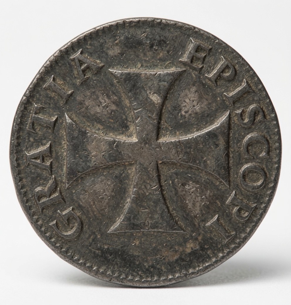 The Bishop's Favor, reverse: a cross pattée, inscribed GRATIA EPISCOPI.