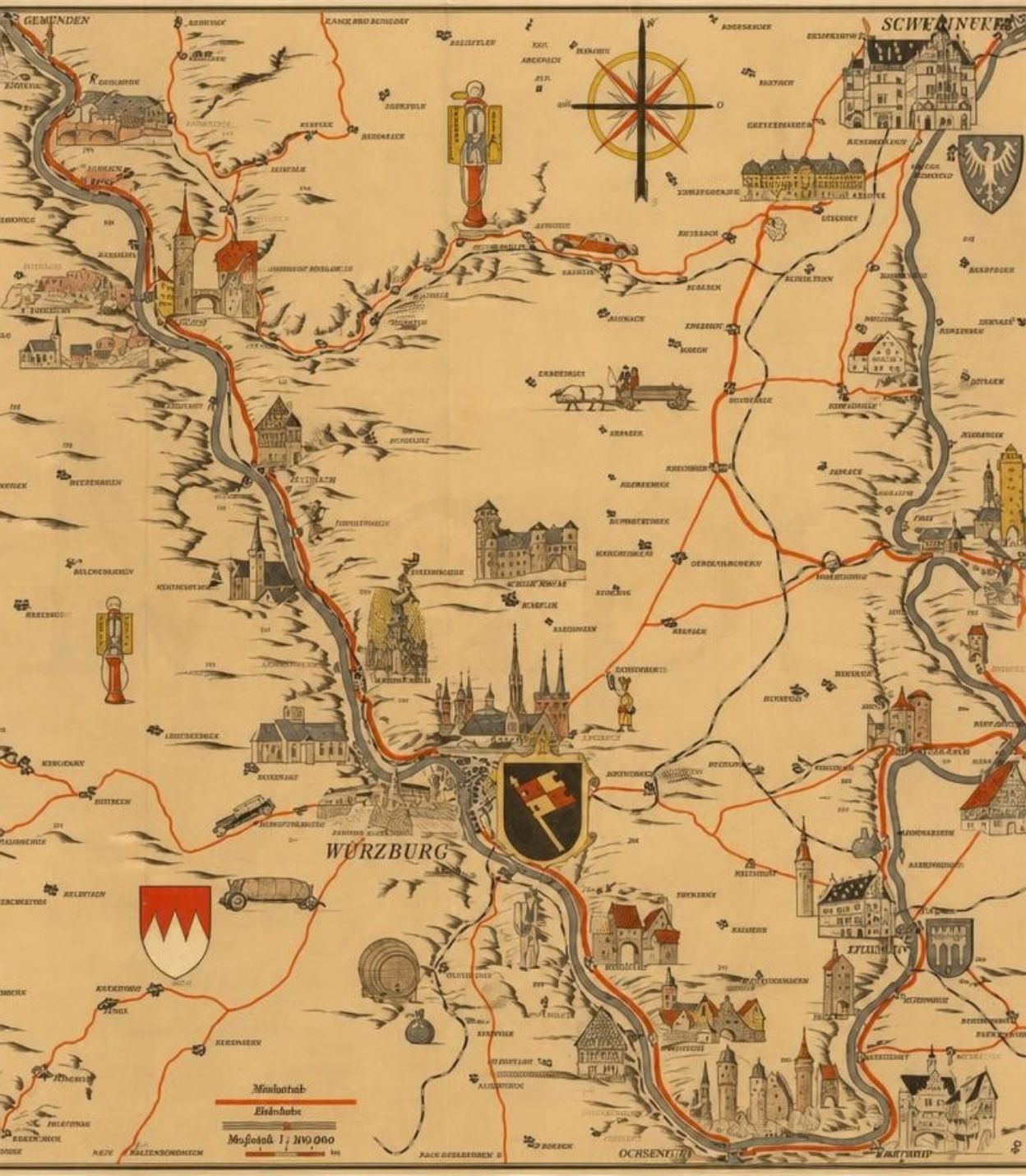 A 1930s touring map of the Main valley